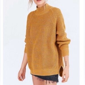 BDG Urban Outfitters Waffle Knit Mock Neck Long Sleeve Pullover Sweater Size XS